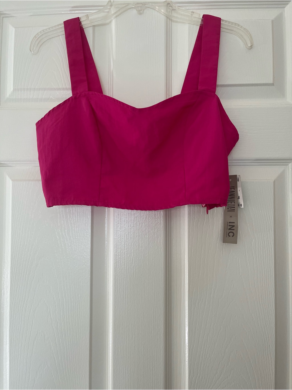 Inc International Concepts Bright Fuchsia Square-Neck Crop Top With Wide Straps